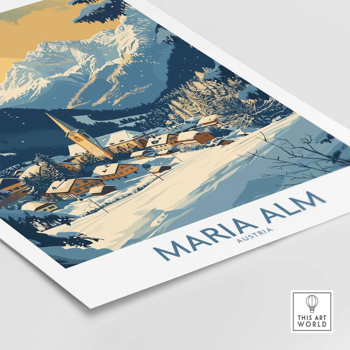 Maria Alm Austria Snowy Alpine Village Winter Vintage Travel Poster - Image 4