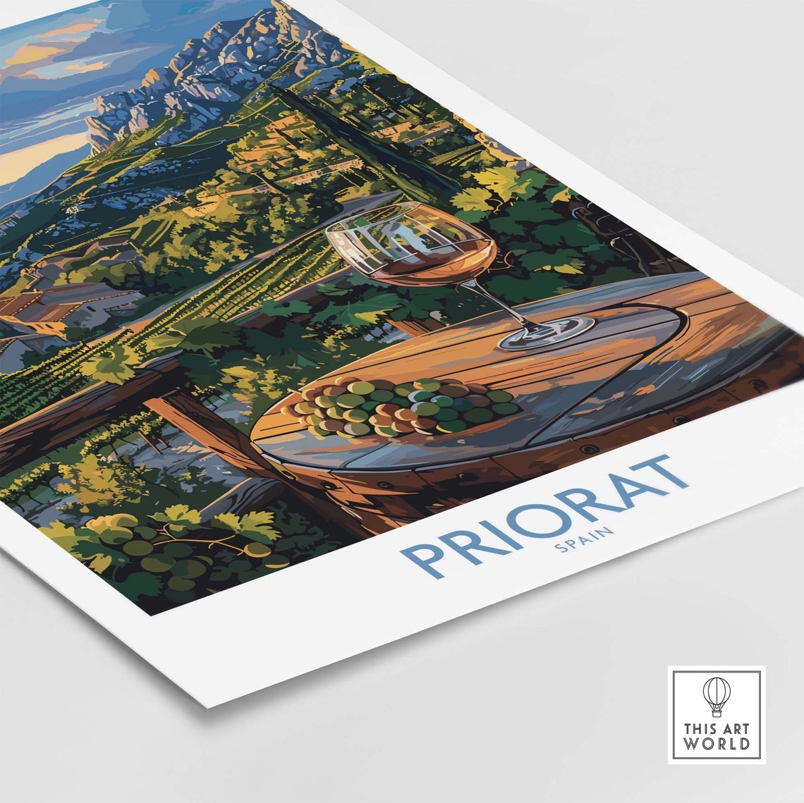 Priorat Spain Wine Barrel Table Glass Vineyard Scenic Poster - Image 4