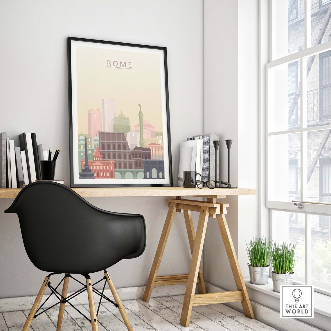Rome Skyline Minimalist Art Print, Travel Poster - Image 4