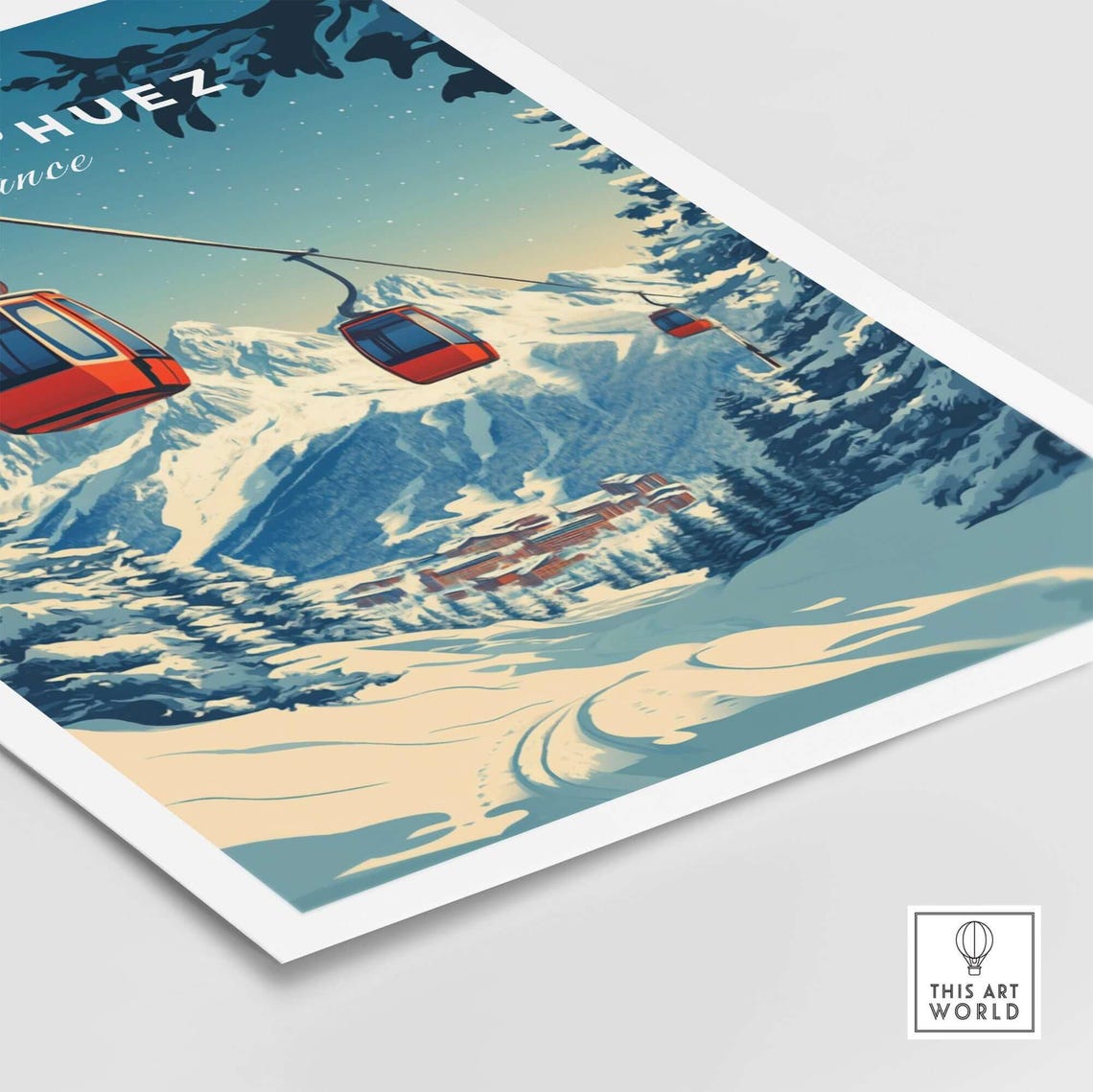 Alpe Dhuez Ski Print, France Mountain Resort Art - Image 5