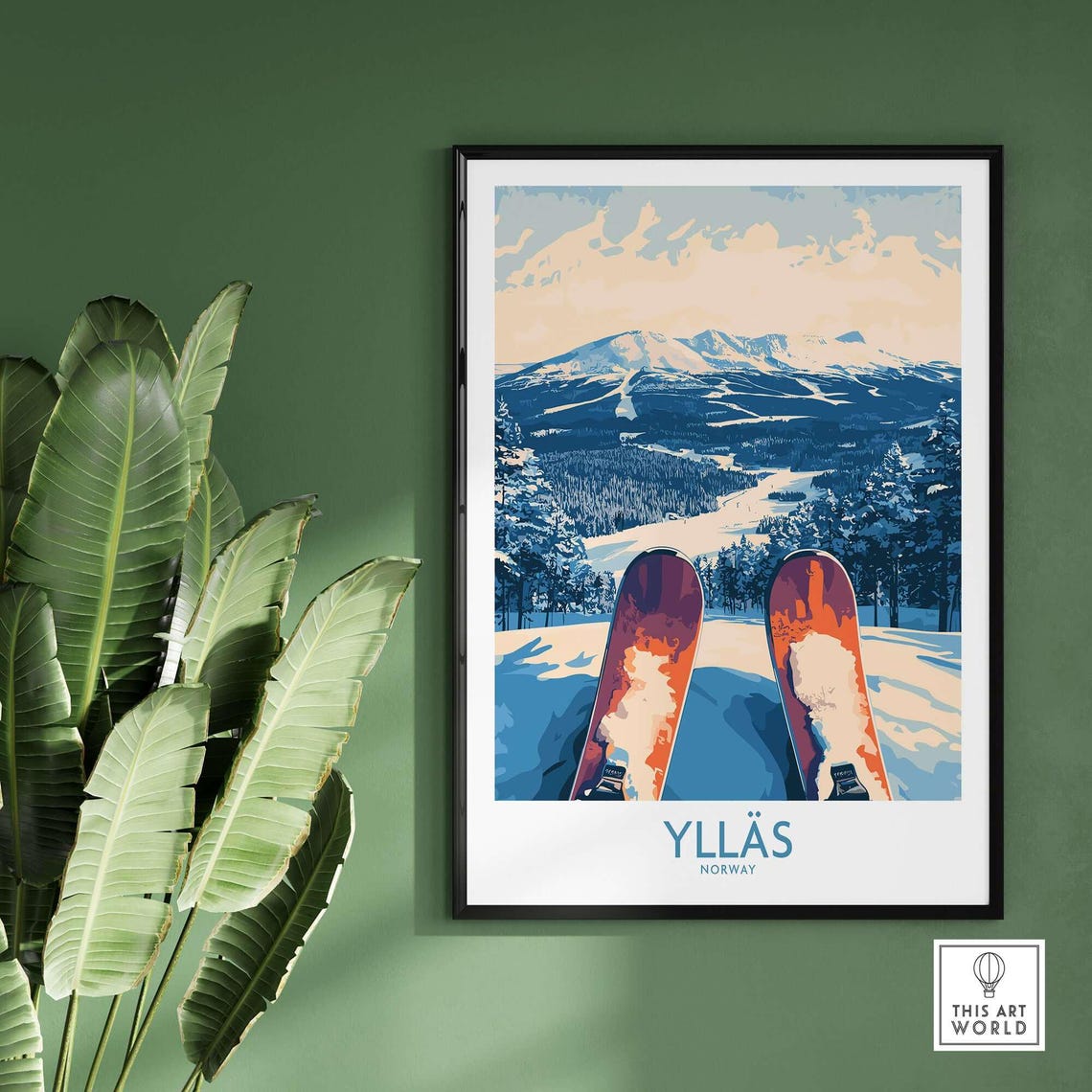 Ylls Ski Art Print, Norway Ski Lodge Decor - Image 2