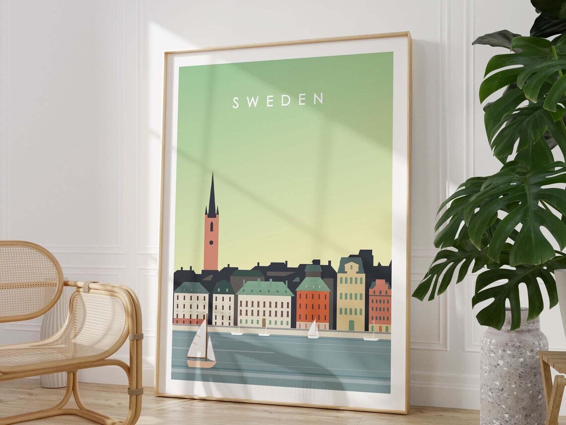Sweden Travel Poster, Minimalist Stockholm Art Print - Image 4