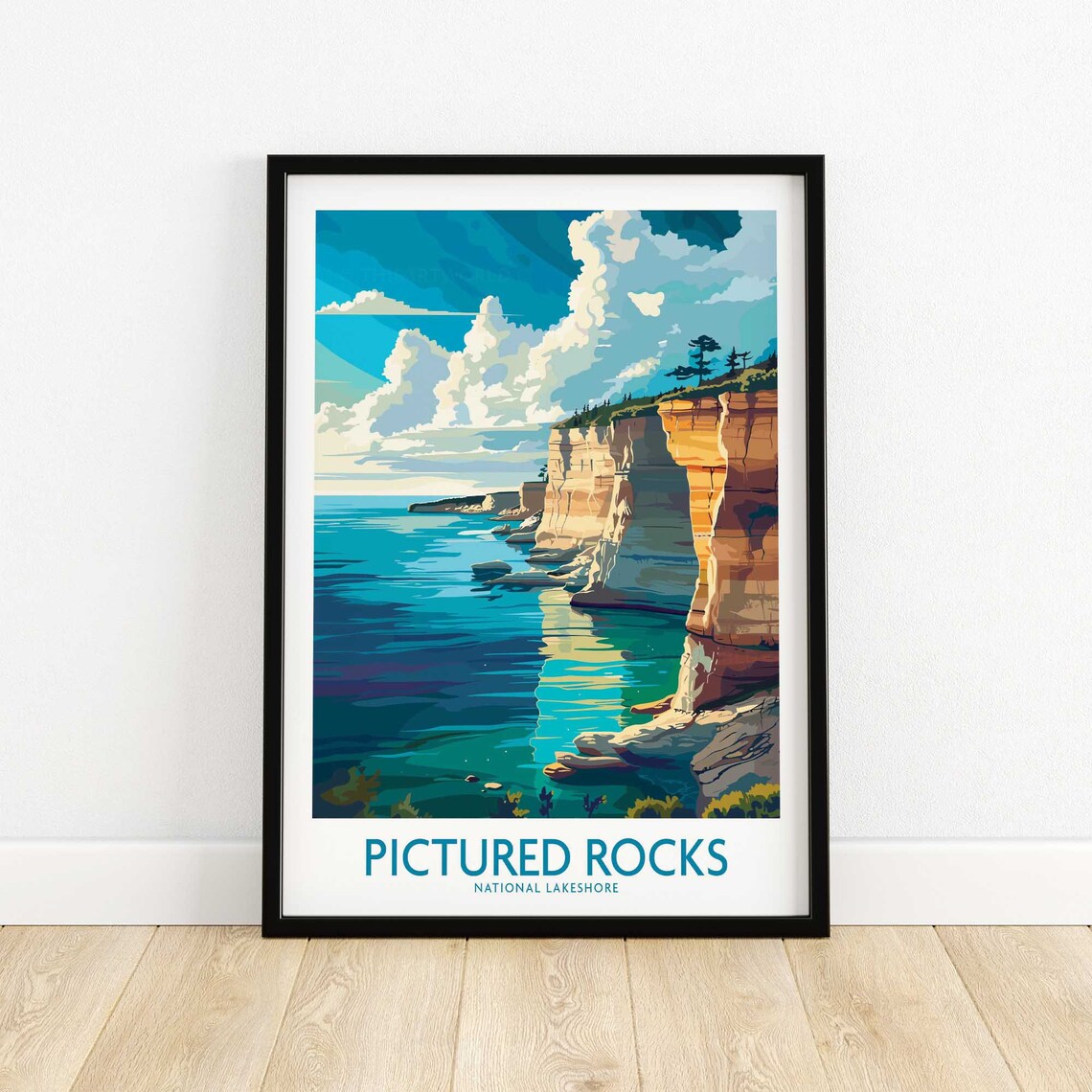 Pictured Rocks Travel Poster, National Lakeshore Artwork