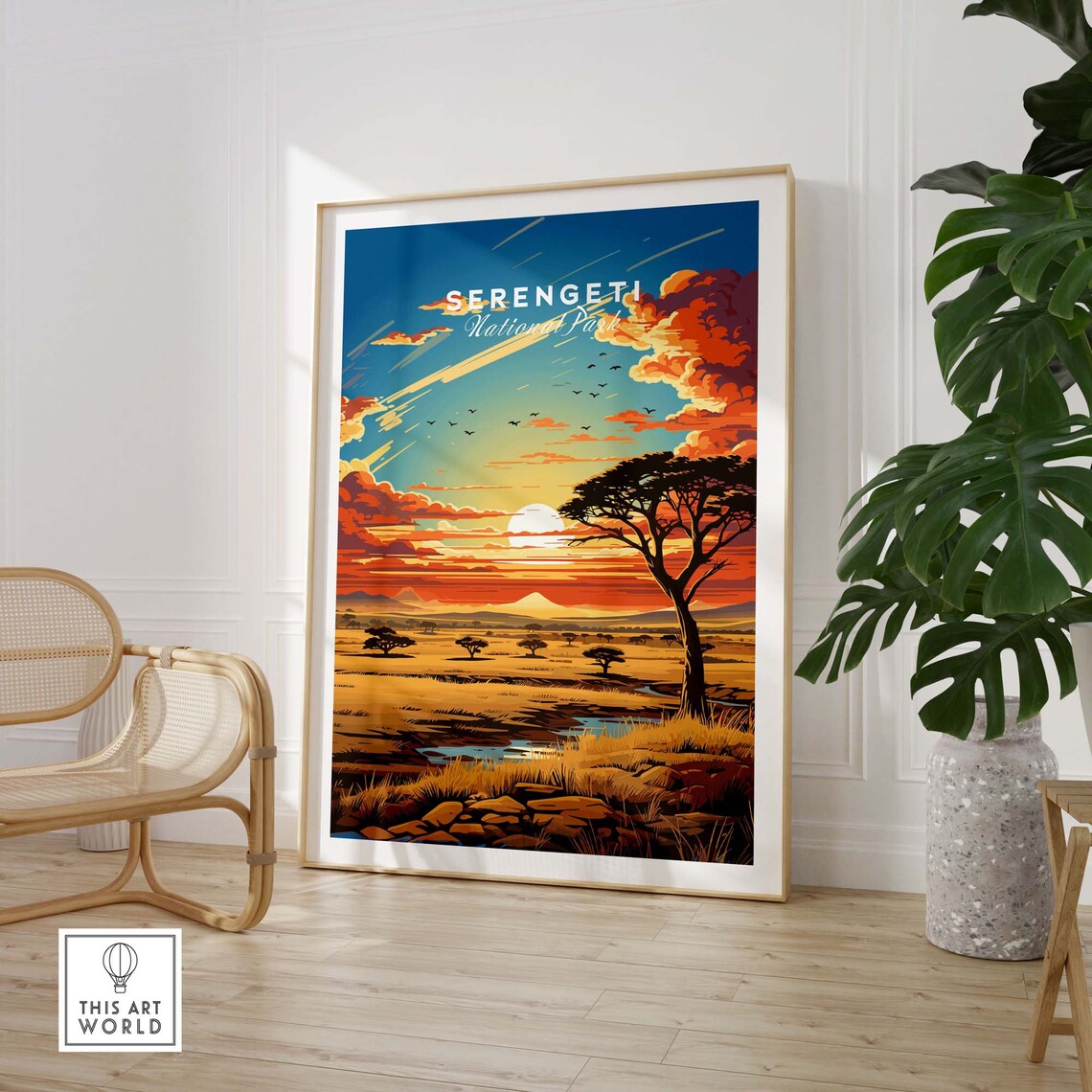 Serengeti National Park Acacia Sunset Golden Savanna Art Poster - Image 3
