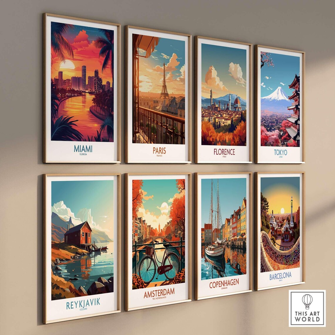 Miami Florida Sunset Skyline Biscayne Bay Vintage Travel Poster - Image 3