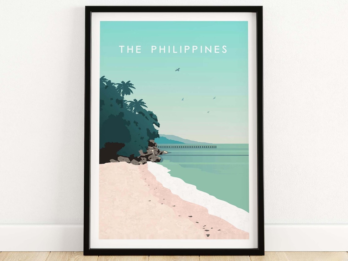 Philippines Travel Poster, Beach and Tropical Decor