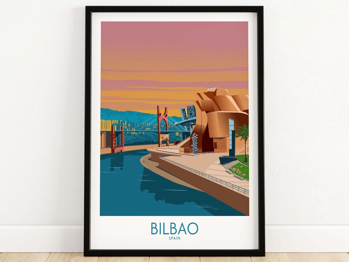 Bilbao Travel Poster, Spain Wall Art Print