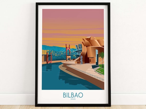 Bilbao Travel Poster, Spain Wall Art Print