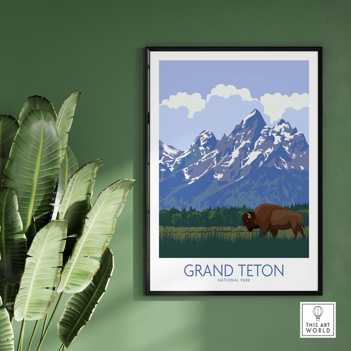 Grand Teton Poster Print, National Park Travel Art - Image 3