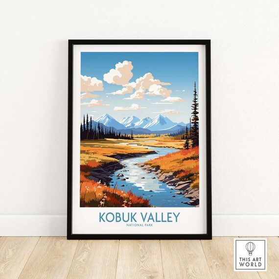 Kobuk Valley National Park Arctic Autumn Tundra River Scene Poster