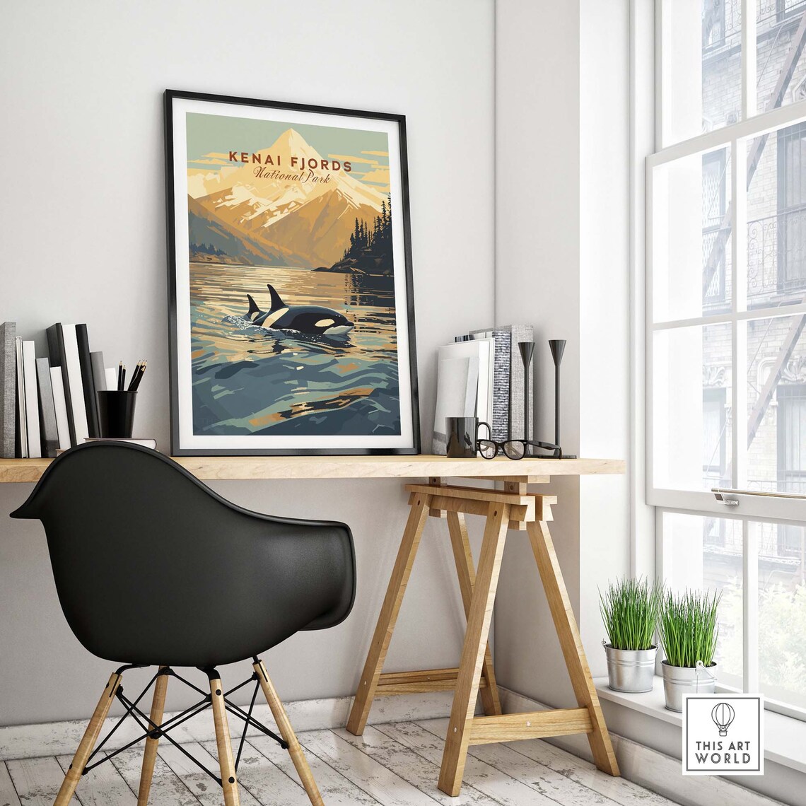 Kenai Fjords National Park Orca Whale Vintage Travel Poster Art - Image 4
