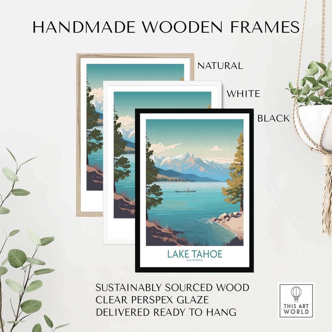 Lake Tahoe Home Dcor Poster Gift Illustration Artwork Wall Art Print - Image 4