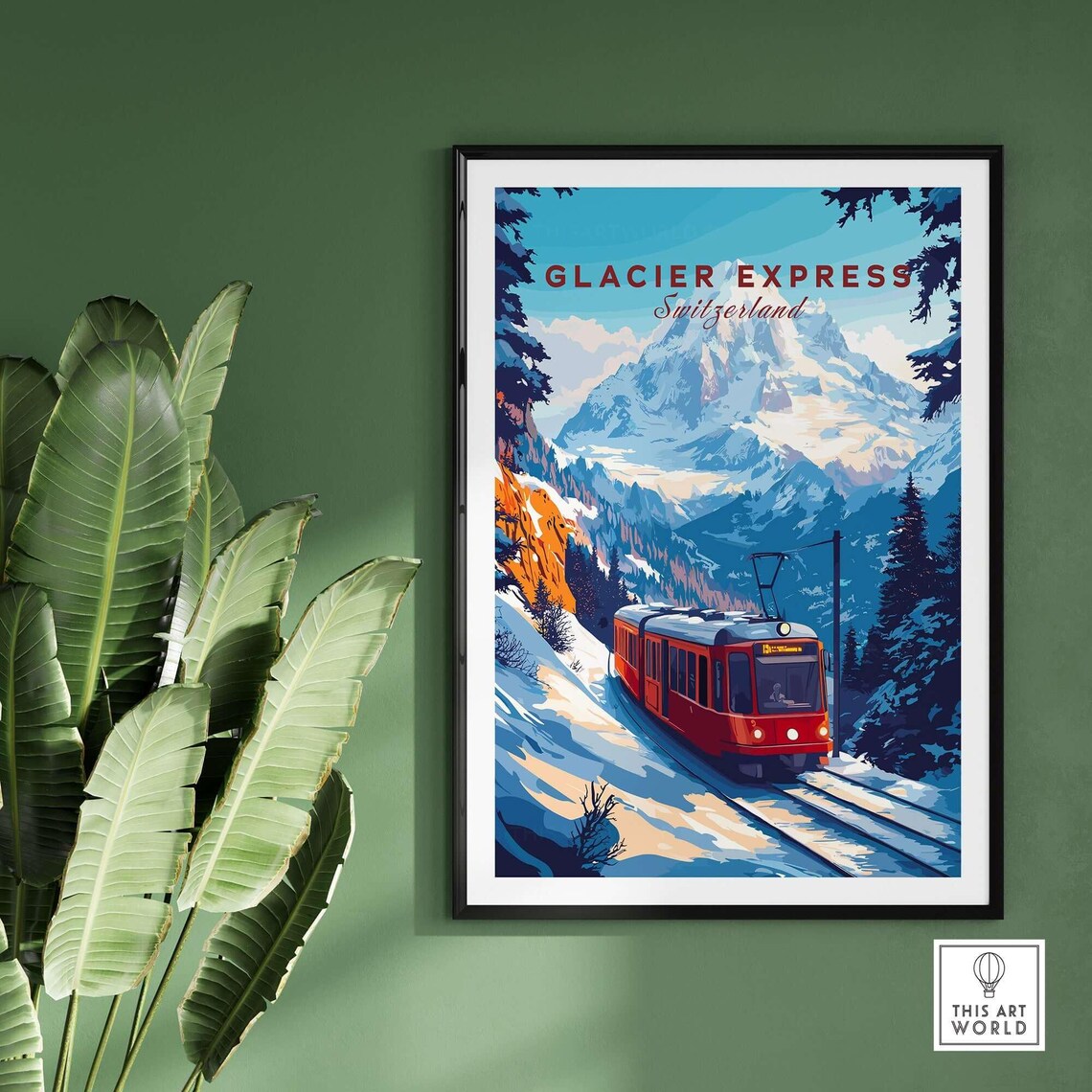 Glacier Express Switzerland Red Train Snowy Alps Travel Poster - Image 2