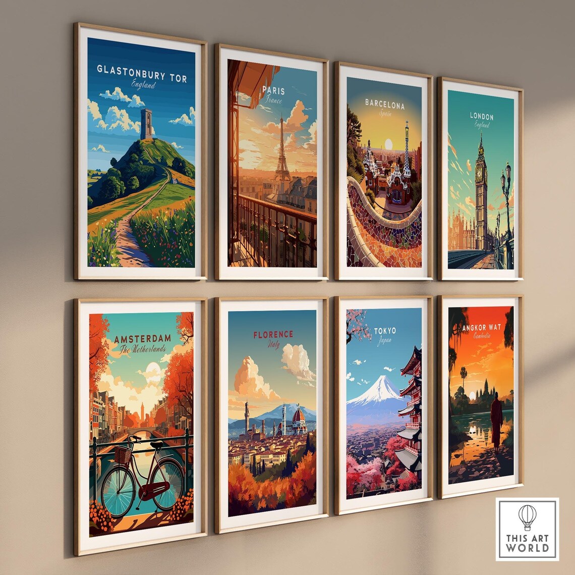 Glastonbury Tor Travel Poster, England Art Print - Image 3