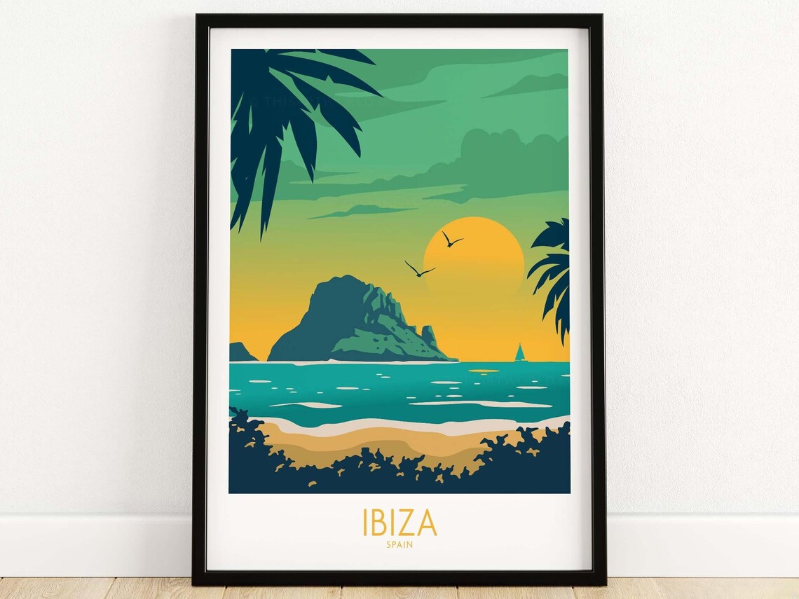 Ibiza Travel Poster, Spanish Island Wall Art