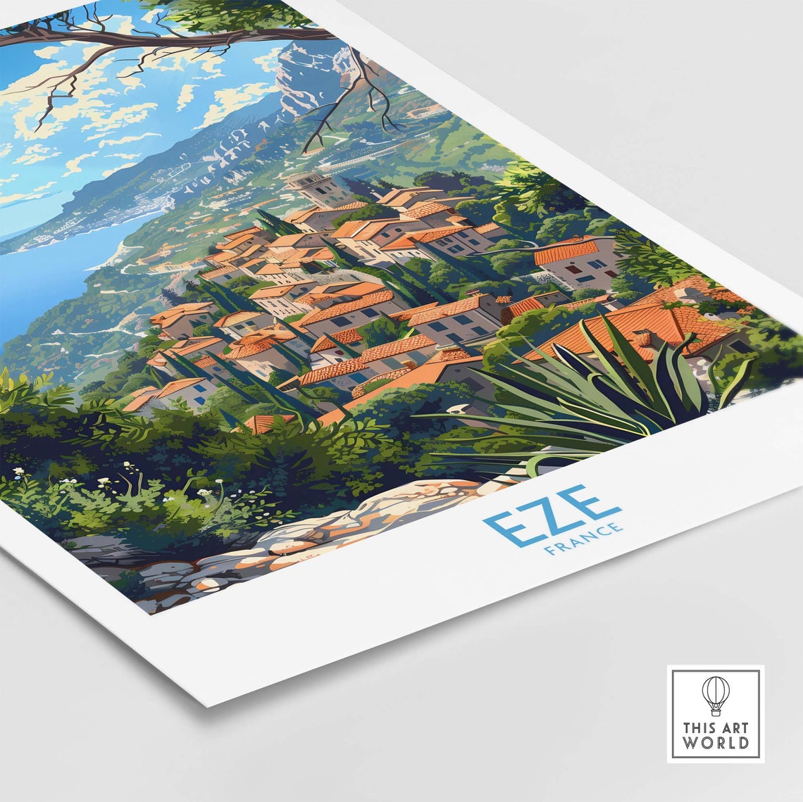 Eze Wall Art Print France Travel Poster Eze Artwork Poster Gift French Riviera Home Decor Illustration Art Lover France Print Cte Dazur - Image 4