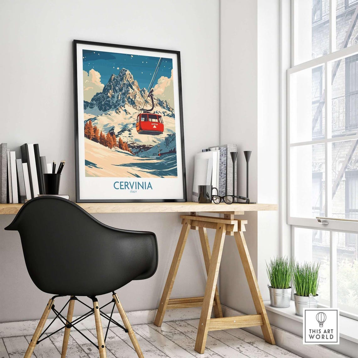 Cervinia Ski Resort Travel Poster, Italy - Image 4