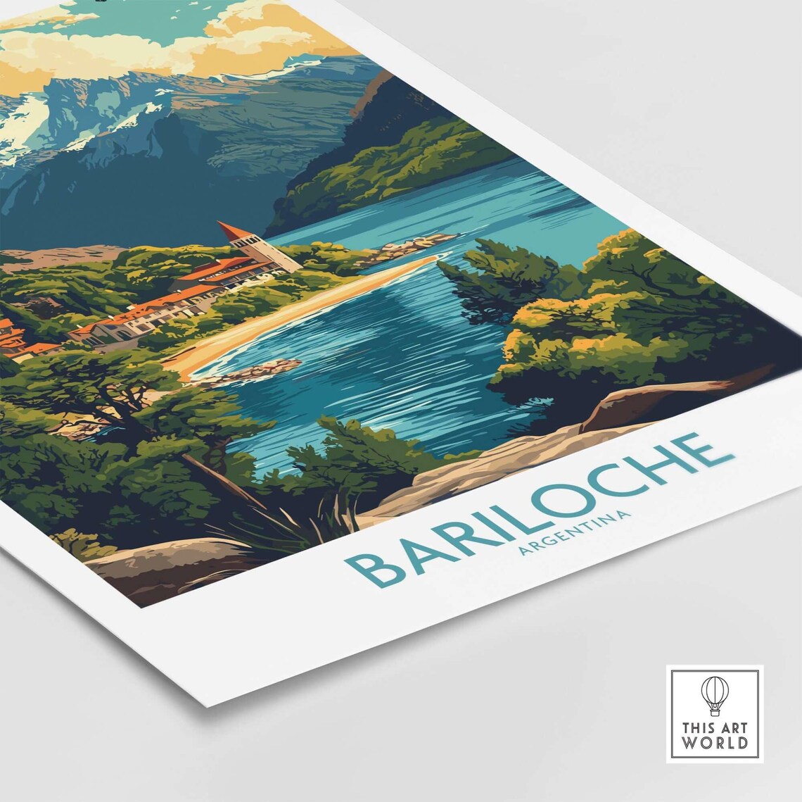 Bariloche Argentina Lakeside Resort Mountain Lake Travel Poster - Image 4