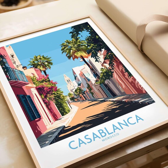 Casablanca Wall Art Print Casablanca Travel Print Wall Art Casablanca Wall Hanging Home Decor Casablanca Gift Art Lovers Morocco Wall Art