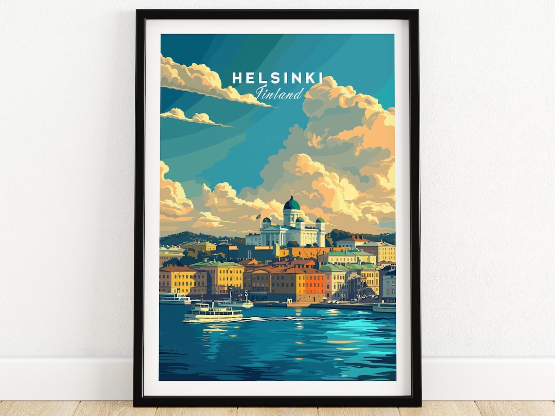 Helsinki Travel Poster, Finland Place Artwork