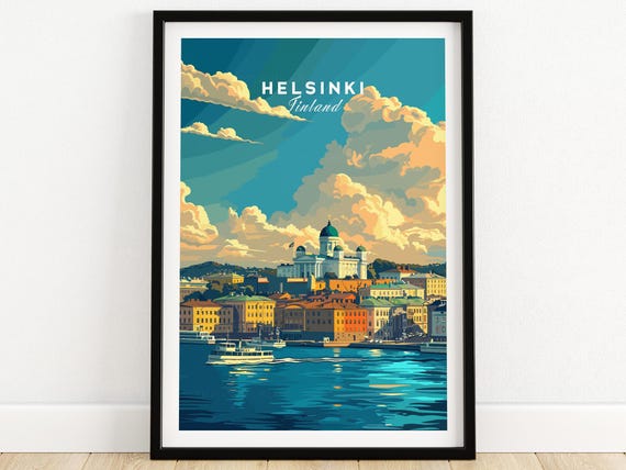 Helsinki Travel Poster, Finland Place Artwork
