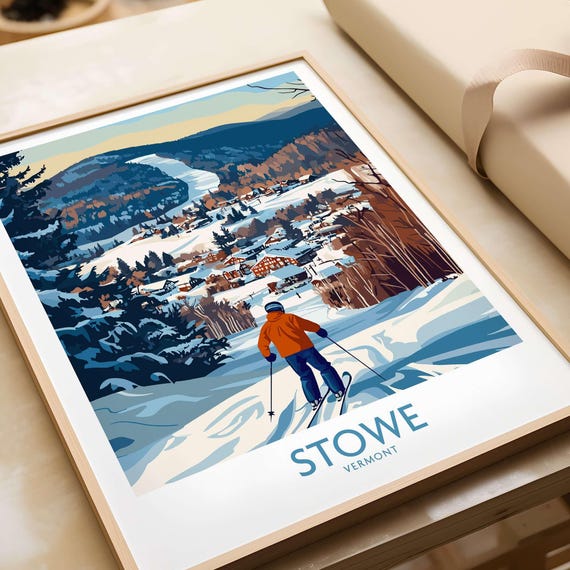 Stowe Ski Resort Travel Poster, Vermont Gift