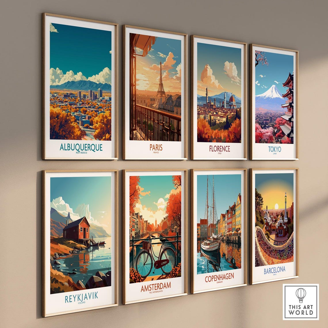Albuquerque New Mexico Autumn City Skyline Mountain Travel Poster - Image 3