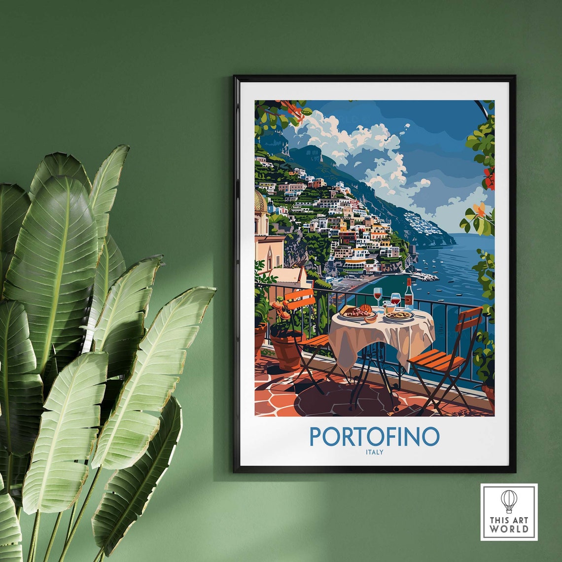 Portofino Travel Poster Print Italy Landscape Wall Art Portofino Poster Italy Art Print Italian Riviera Gift - Image 2