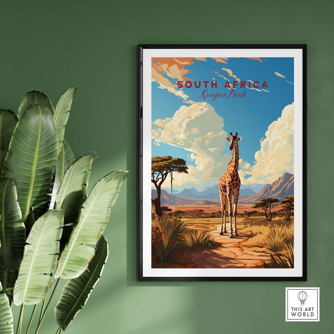 South Africa Kruger Park Giraffe Safari Savanna Travel Poster - Image 2