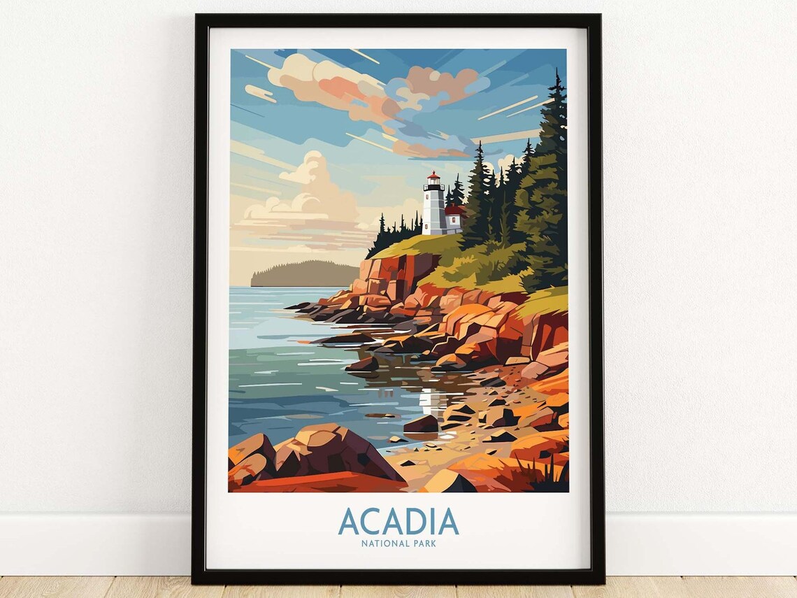 Acadia National Park Travel Poster, Home Decor