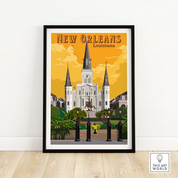 New Orleans Vintage Travel Poster, Louisiana Art Print