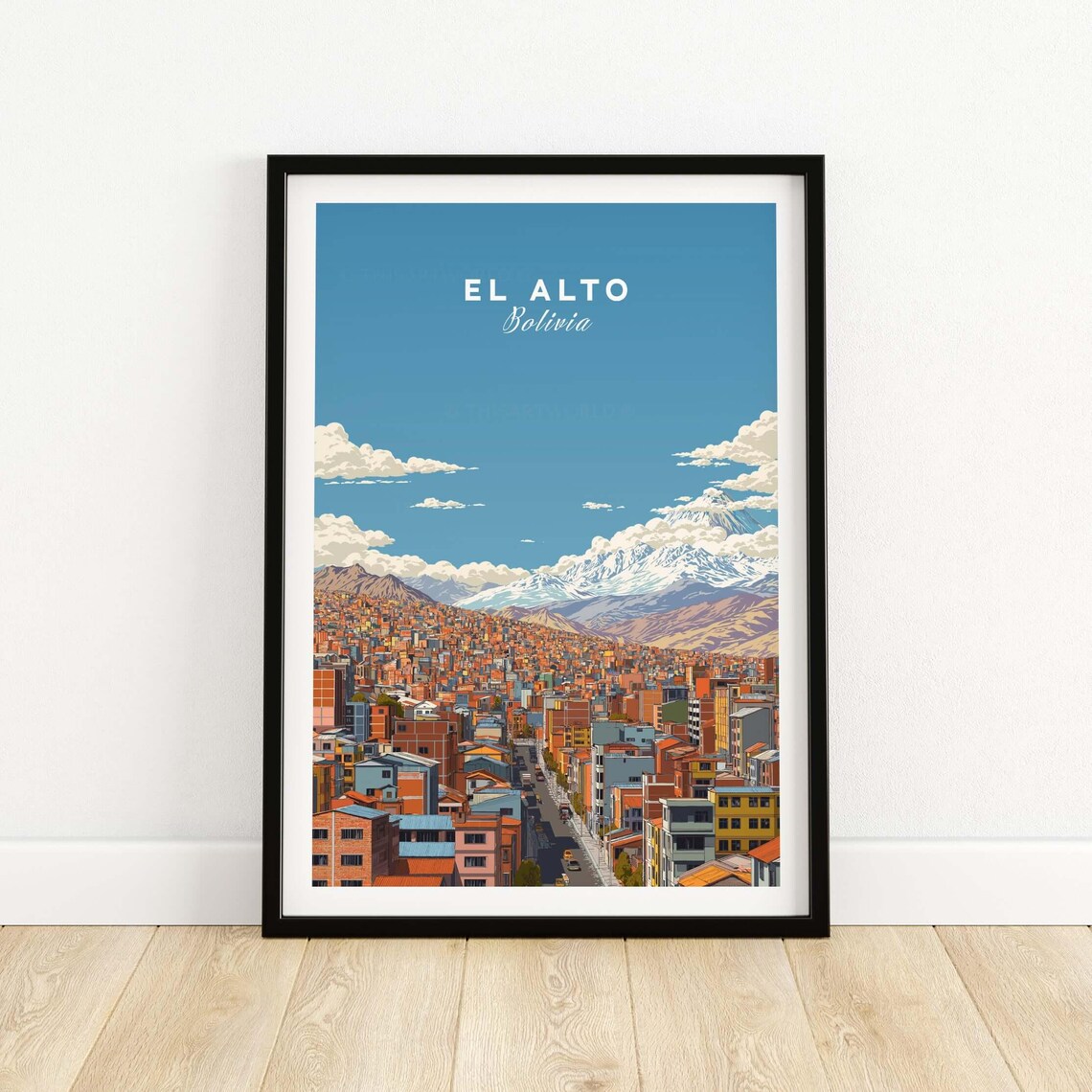 El Alto Bolivia Cityscape Snow Capped Andes Mountain Travel Poster