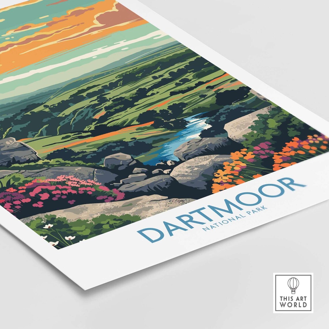 Dartmoor National Park Travel Poster, Wall Art Print - Image 3