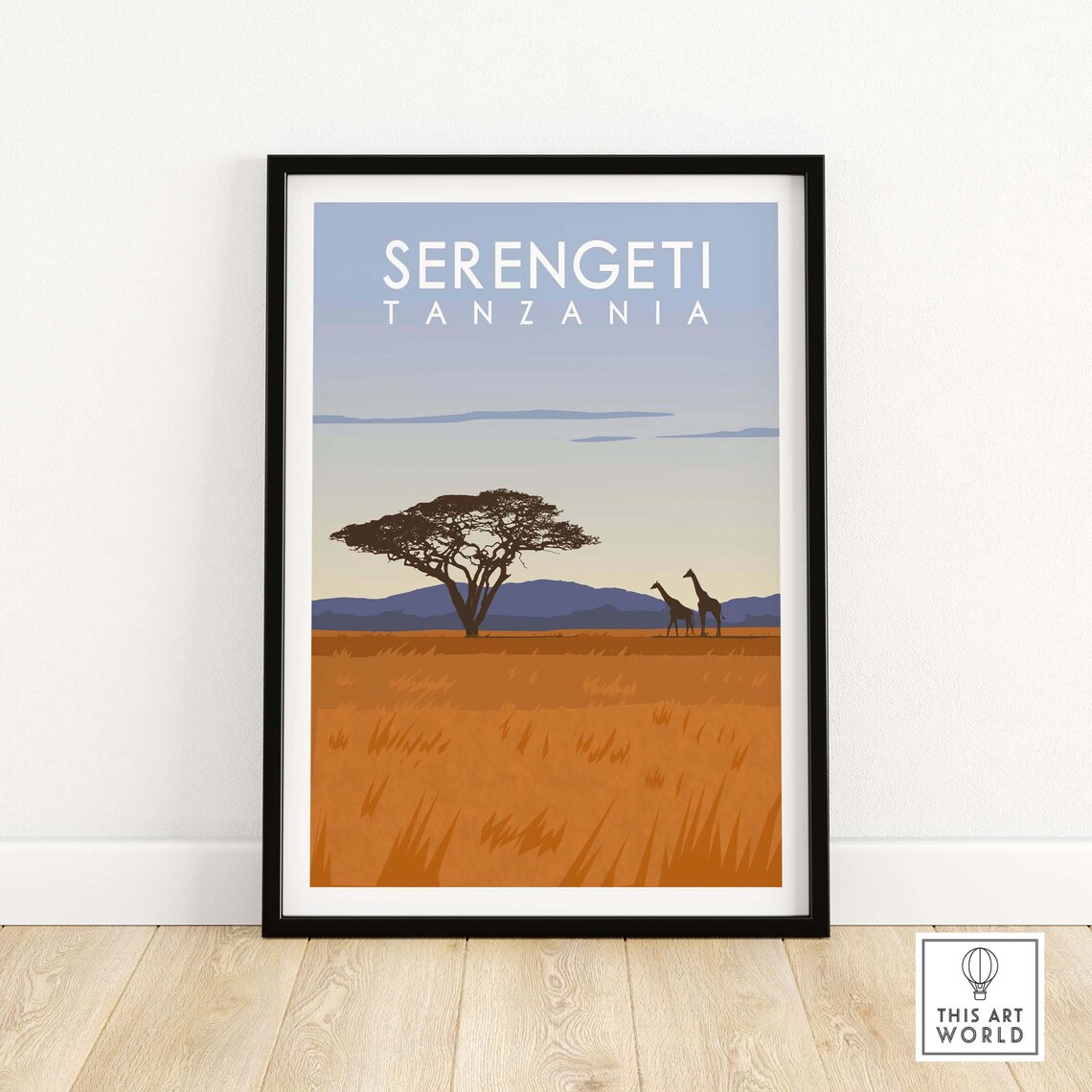 Serengeti Tanzania Travel Poster, African Safari Art Print