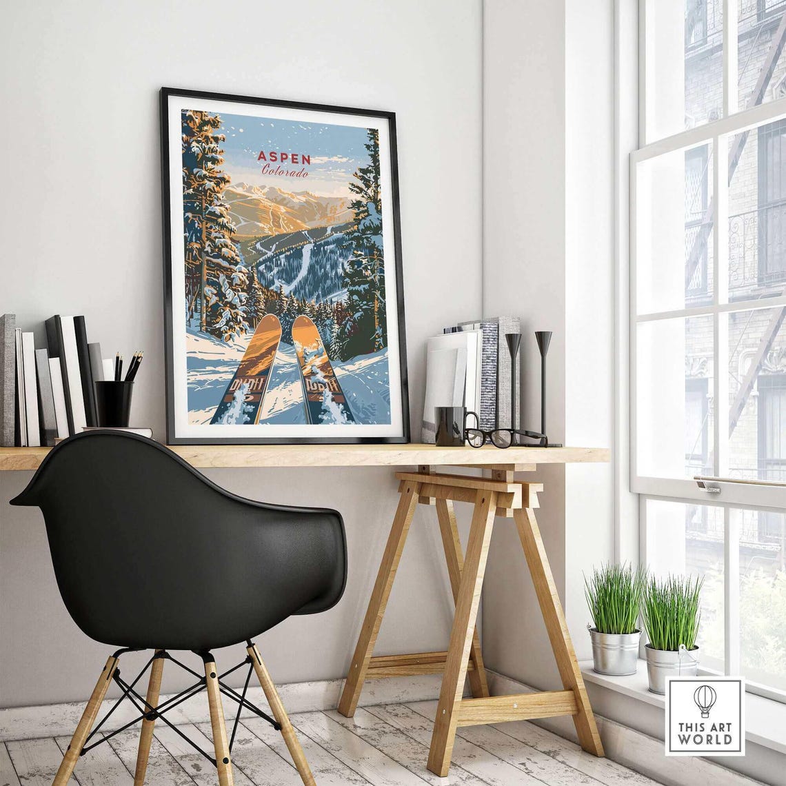 Aspen Ski Resort, Colorado Winter Sports Poster - Image 4