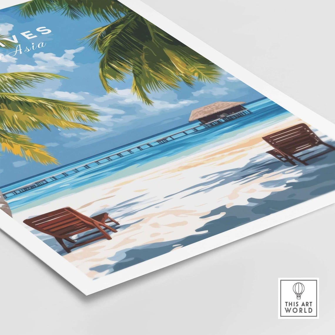 Maldives Tropical Beach Travel Poster, Home Decor - Image 5