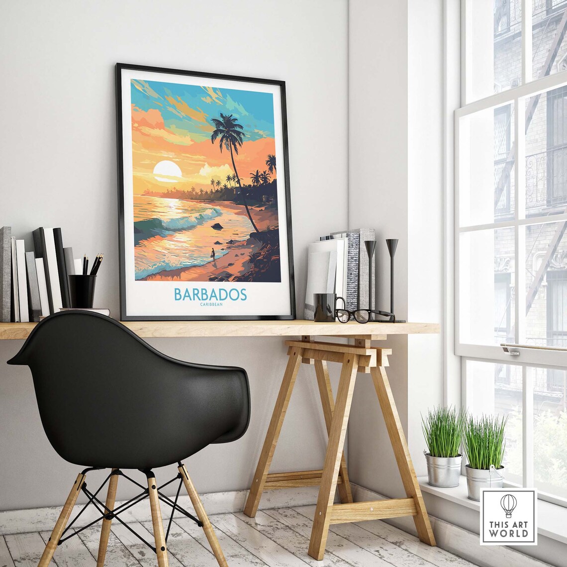 Barbados Sunset Travel Poster, Island Wall Art