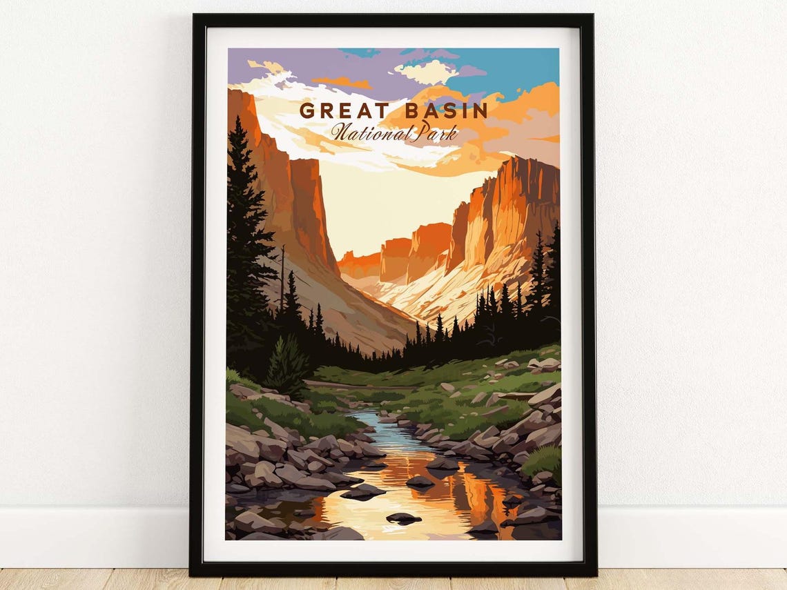 Great Basin National Park Sunset Glow Canyon Stream Pines Poster