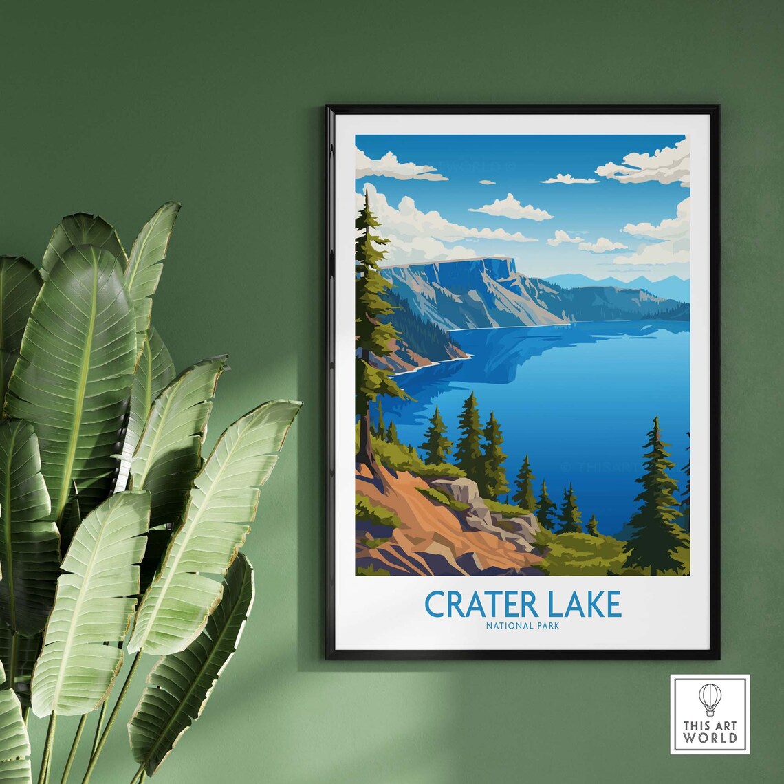 Crater Lake National Park Deep Blue Caldera Lake Pine Forest Poster - Image 2