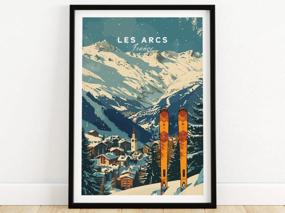 Les Arcs Ski Poster France Winter Sports Wall Art Gift For Skier Mountain Cabin Ski House Decoration Les Arcs Gift Art Lovers Ski Art