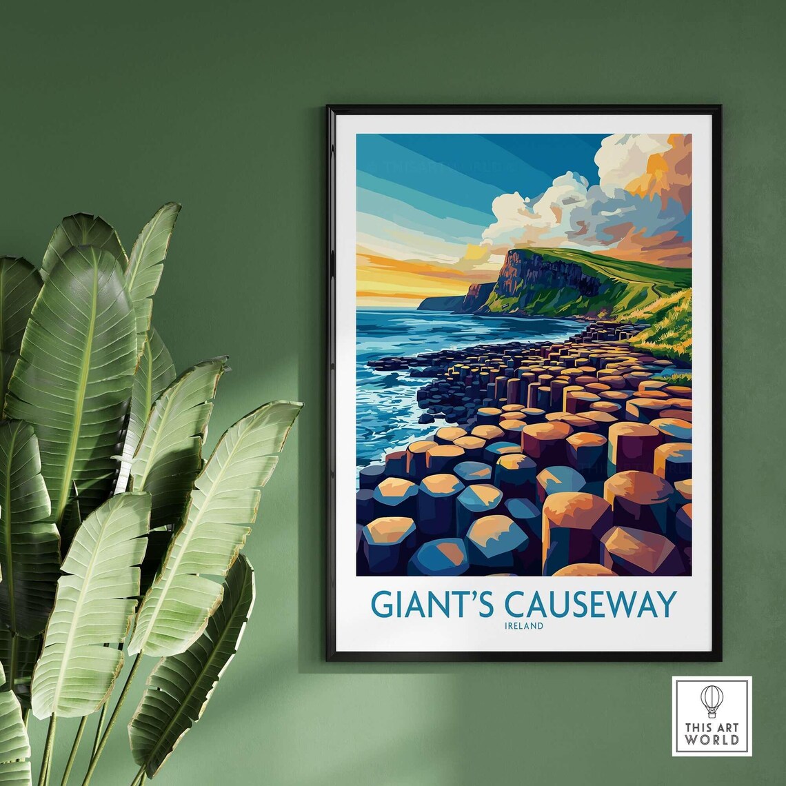 Giants Causeway Ireland Hexagonal Basalt Sunset Travel Poster - Image 2