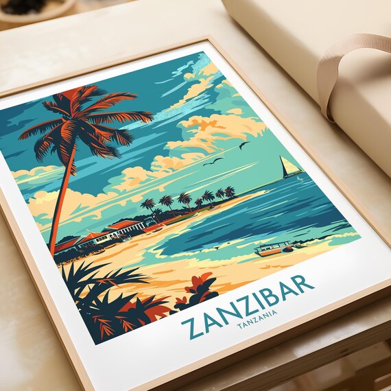 Zanzibar Travel Poster Tanzania Zanzibar Travel Print Wall Art Tanzania Wall Hanging Home Decor Zanzibar Art Lover Gift Zanzibar Birthday