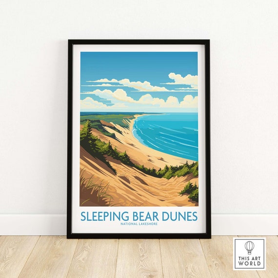 Sleeping Bear Dunes Travel Poster, Home Decor Print