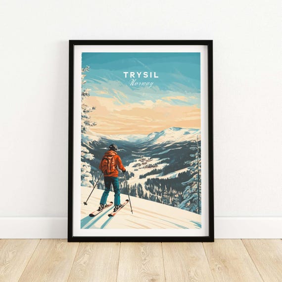Trysil Travel Poster, Ski Resort Winter Sports