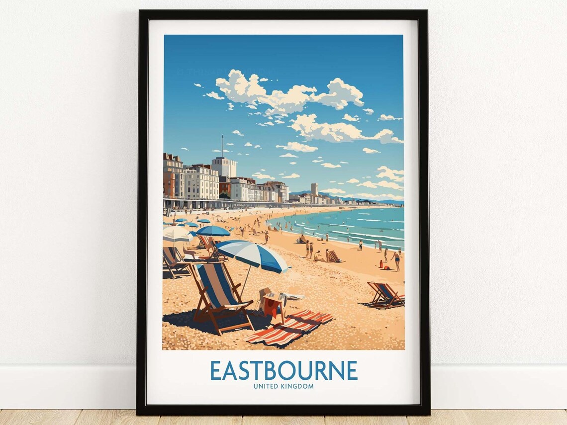Eastbourne England Seaside Beach Promenade Summer Travel Poster