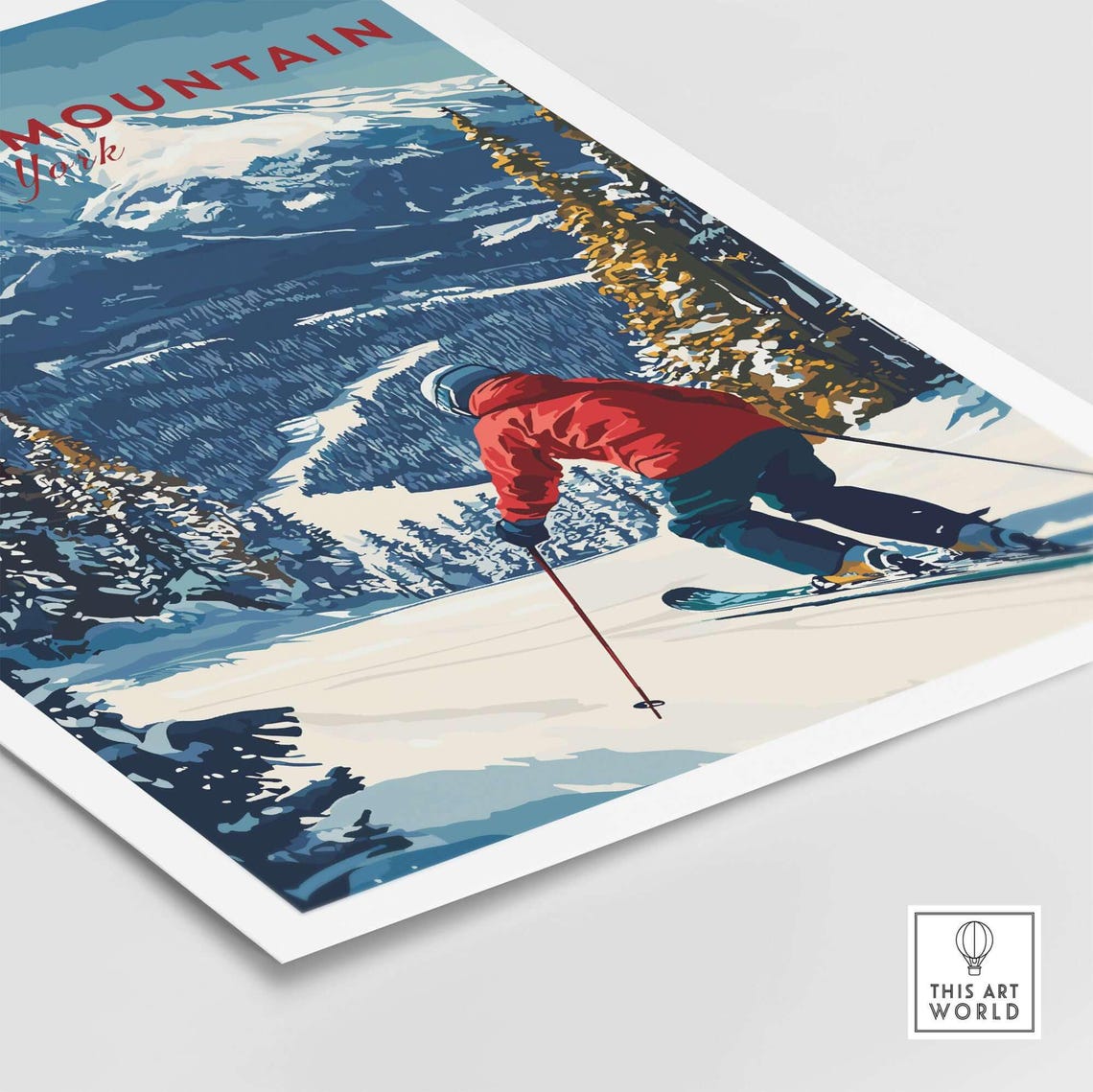 Whiteface Mountain Ski Poster, Red Jacket Skier - Image 5