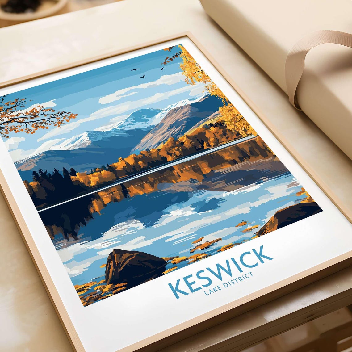 Keswick Travel Poster, Lake District Artwork