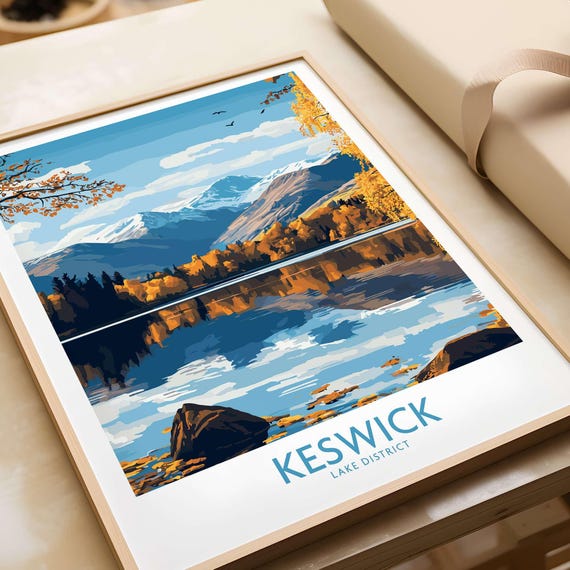 Keswick Travel Poster, Lake District Artwork