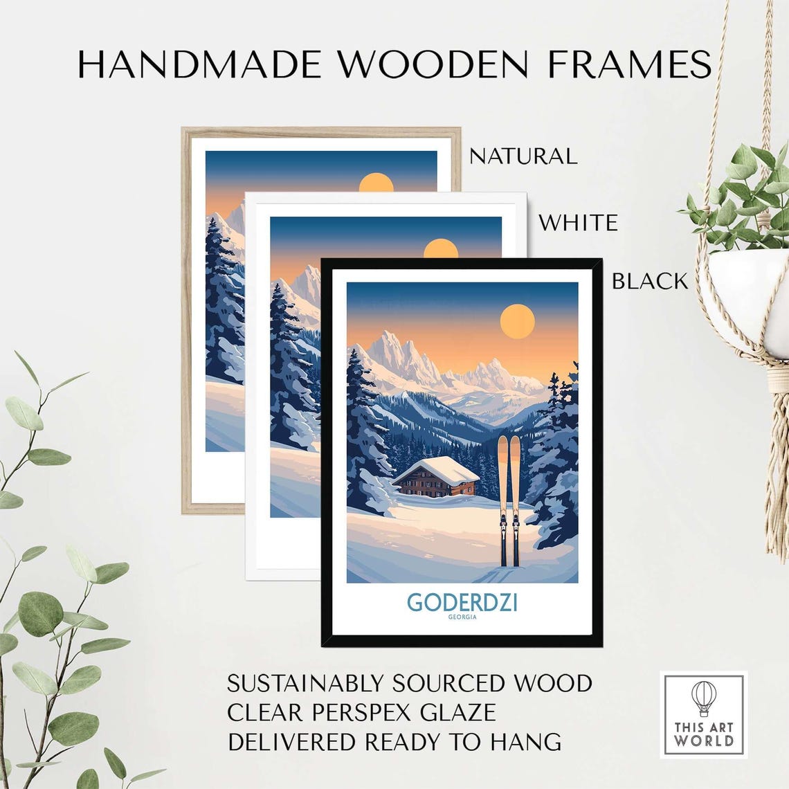 Winter Sports Gift For Skier, Mountain Cabin Decor - Image 2