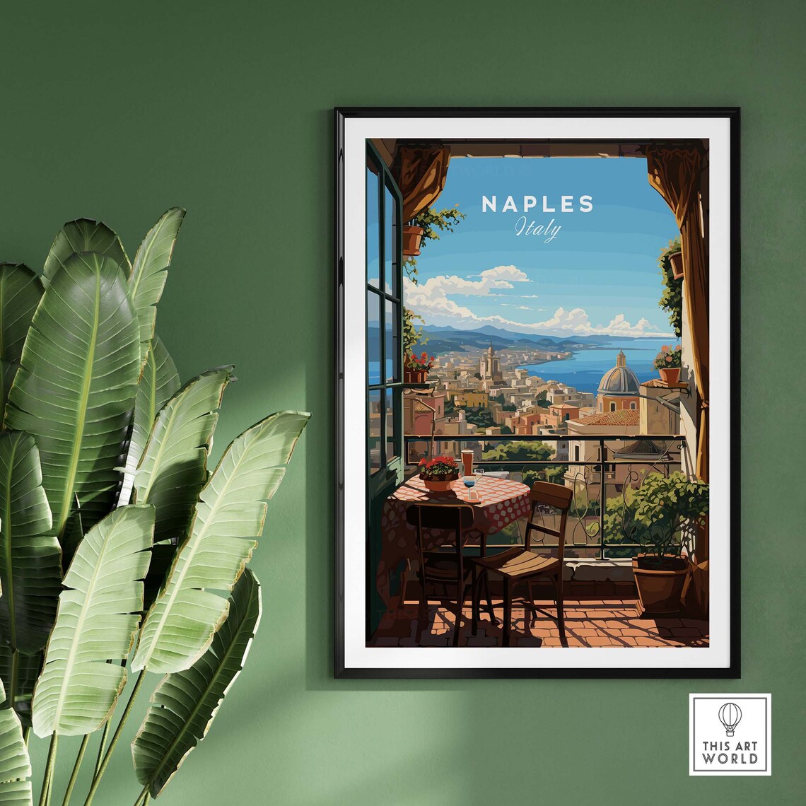 Naples Italy Travel Poster, Illustration Art Print - Image 2